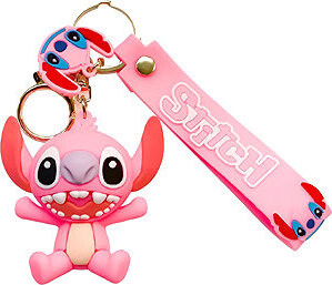 Bagito Lilo a Stitch Angel růžová s poutkem a karabinou - Dětská klíčenka