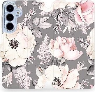 Mobiwear Flip puzdro pre Samsung Galaxy S25 FE kvety na sivom