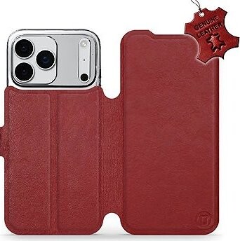 Mobiwear Kožené flip puzdro pre Apple iPhone 17 Pro Max červené