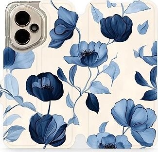 Mobiwear Flip knižkové pre Honor 400 – Modré kvety