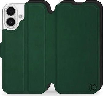 Mobiwear Soft Touch Flip knižkové pre Apple iPhone 16 – Zelené & Čierne