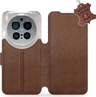 Mobiwear Kožené Flip puzdro pre Vivo X300 Pro hnedé