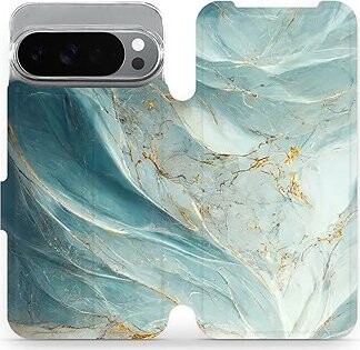Mobiwear flip knižkové pre Google Pixel 10 Pro XL – Zelenkavý mramor