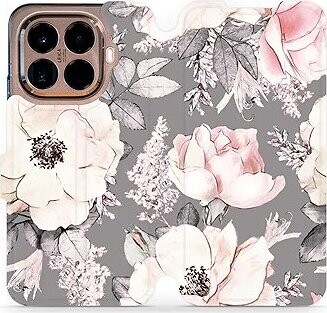 Mobiwear Flip puzdro pre Xiaomi 15T Pro kvety na sivom