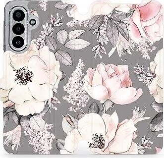 Mobiwear Flip puzdro pre Samsung Galaxy A17/A17 5G kvety na sivom