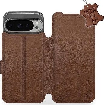 Mobiwear kožené flip knižkové pre Google Pixel 9 Pro XL – Hnedé – L BRS