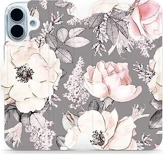 Mobiwear Flip puzdro pre Apple iPhone 17 kvety na sivom