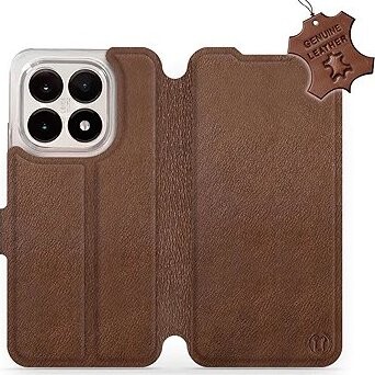 Mobiwear Kožené flip puzdro pre Xiaomi 15T hnedé