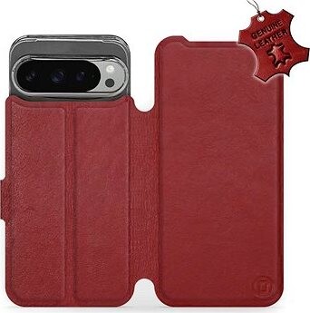 Mobiwear kožené flip knižkové pre Google Pixel 9 Pro XL – Tmavo červené – L DRS