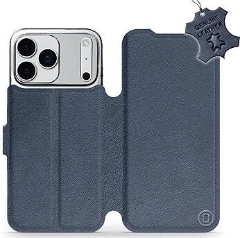 Mobiwear Kožené flip puzdro pre Apple iPhone 17 Pro Max modré