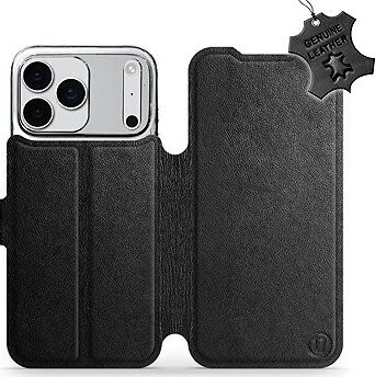 Mobiwear Kožené flip puzdro pre Apple iPhone 17 Pro Max čierne