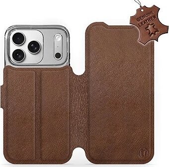 Mobiwear Kožené flip puzdro pre Apple iPhone 17 Pro hnedé