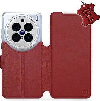 Mobiwear Kožené flip knižkové pre Vivo X200 Pro – Tmavo červené