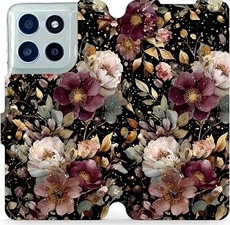 Mobiwear Flip puzdro pre Motorola Moto G56 5G zlatisté kvietky