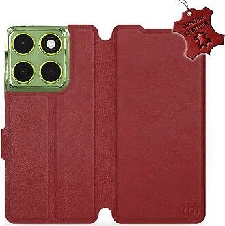 Mobiwear Kožené flip puzdro pre Motorola Moto G06 power červené