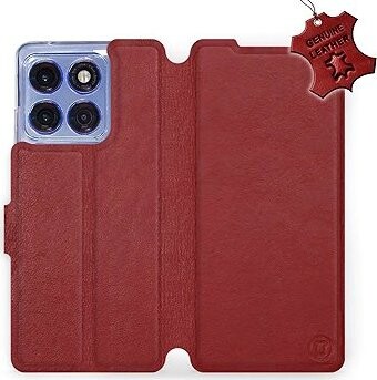 Mobiwear Flip kožené knižkové pre Motorola Edge 60 Pro – Tmavo červené