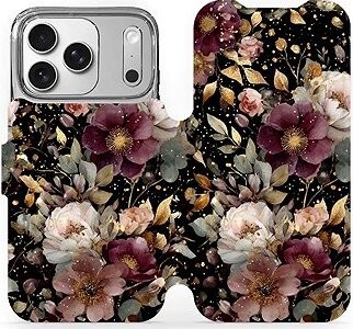 Mobiwear Flip puzdro pre Apple iPhone 17 Pro zlatisté kvietky