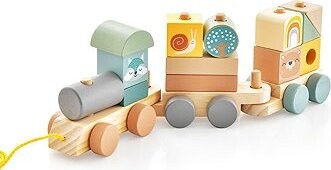 Costway Drevený vláčik s kockami