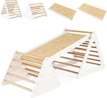 Costway Montessori Piklerové trojúhelníky s deskou - sada Natural