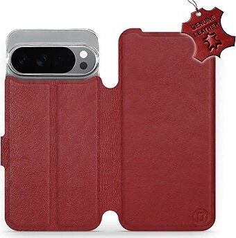 Mobiwear Kožené flip knižkové pre Google Pixel 10 Pro XL – Tmavo červené