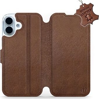 Mobiwear Kožené flip puzdro pre Apple iPhone 17 hnedé