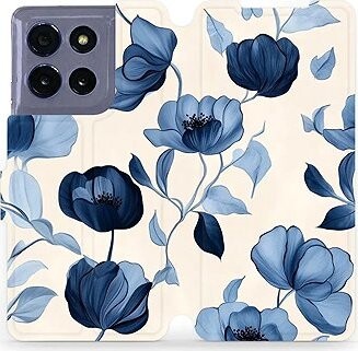Mobiwear flip knižkové pre Motorola Moto G86 5G – Modré kvety
