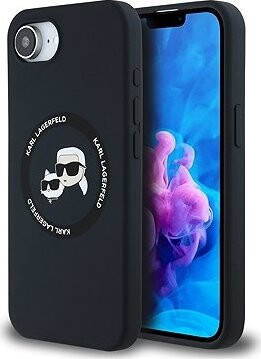 Karl Lagerfeld Liquid Silicone K&CH Heads MagSafe Zadný Kryt na iPhone 16e Black