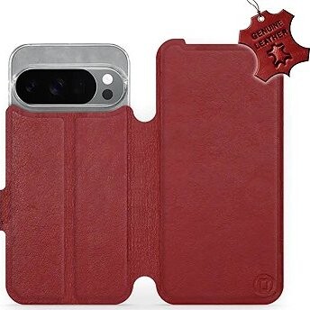 Mobiwear Kožené flip knižkové pre Google Pixel 10 Pro – Tmavo červené