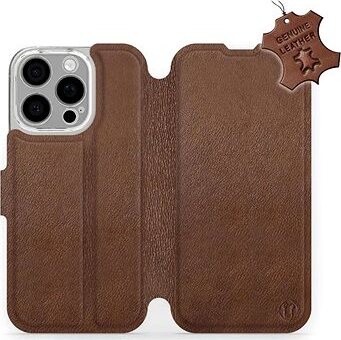 Mobiwear Flip knižkové, kožené pre Apple iPhone 16 Pro – Hnedé – L_BRS