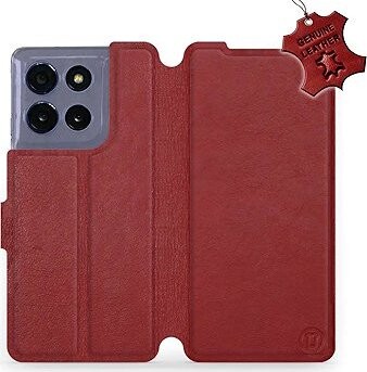 Mobiwear Kožené flip knižkové pre Motorola Moto G86 5G – Tmavo červené