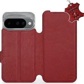 Mobiwear Kožené flip knižkové pre Google Pixel 10 – Tmavo červené