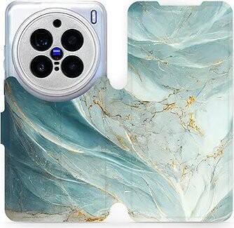 Mobiwear flip knižkové pre Vivo X200 Pro – Zelenkavý mramor