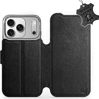 Mobiwear Kožené flip puzdro pre Apple iPhone 17 Pro čierne