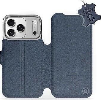 Mobiwear Kožené flip puzdro pre Apple iPhone 17 Pro modré