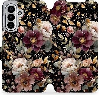 Mobiwear Flip puzdro pre Samsung Galaxy A17/A17 5G zlatisté kvietky