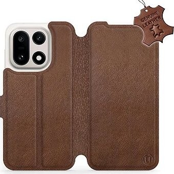 Mobiwear Kožené flip puzdro pre OnePlus 15 hnedé