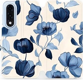 Mobiwear flip knižkové pre OnePlus Nord 5 – Modré kvety