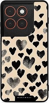 Mobiwear Glossy lesklé puzdro na Motorola Edge 70 čierne srdiečka