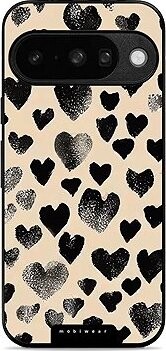 Mobiwear Glossy lesklé puzdro na Google Pixel 10 čierne srdiečka