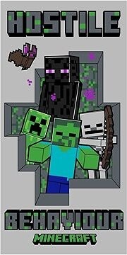Jerry Fabrics Osuška Minecraft Hostile Behaviour 70 × 140 cm