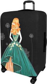 Kufryplus Obal na kufor Z22 Dáma v šatách, zelený M