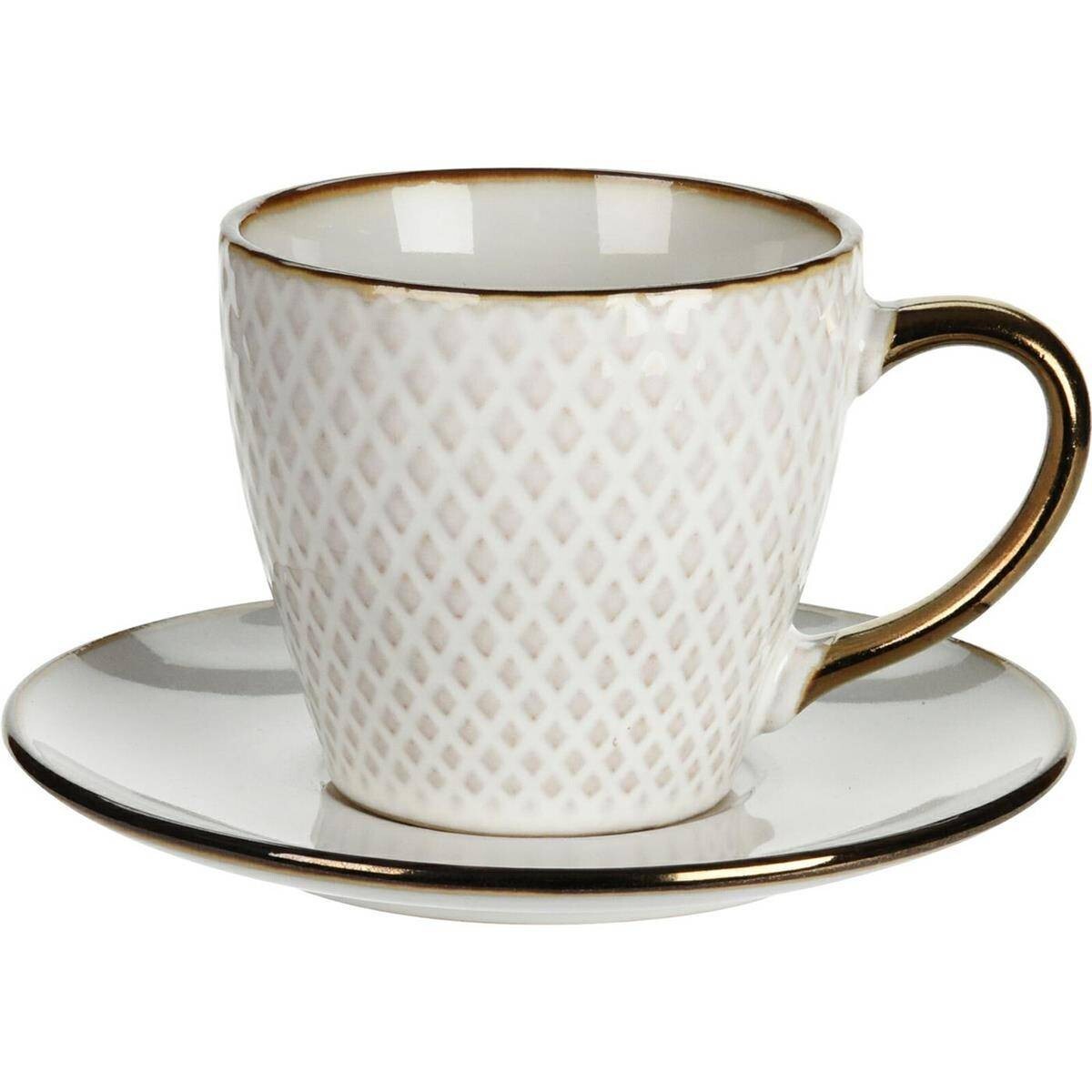 Keramický šálek Queen 210 ml s podšálkem béžový