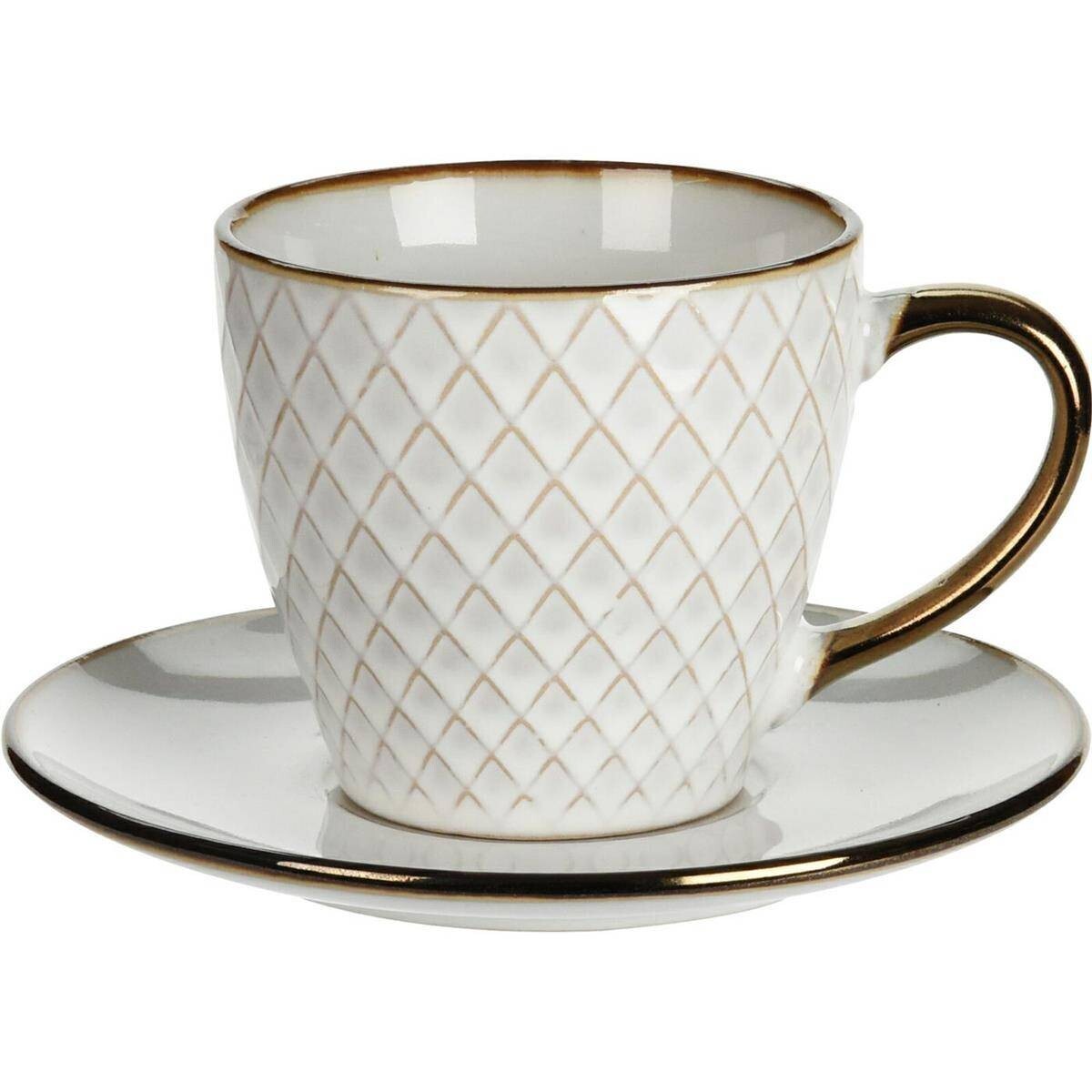 Keramický šálek Queen I. 210 ml s podšálkem krémový