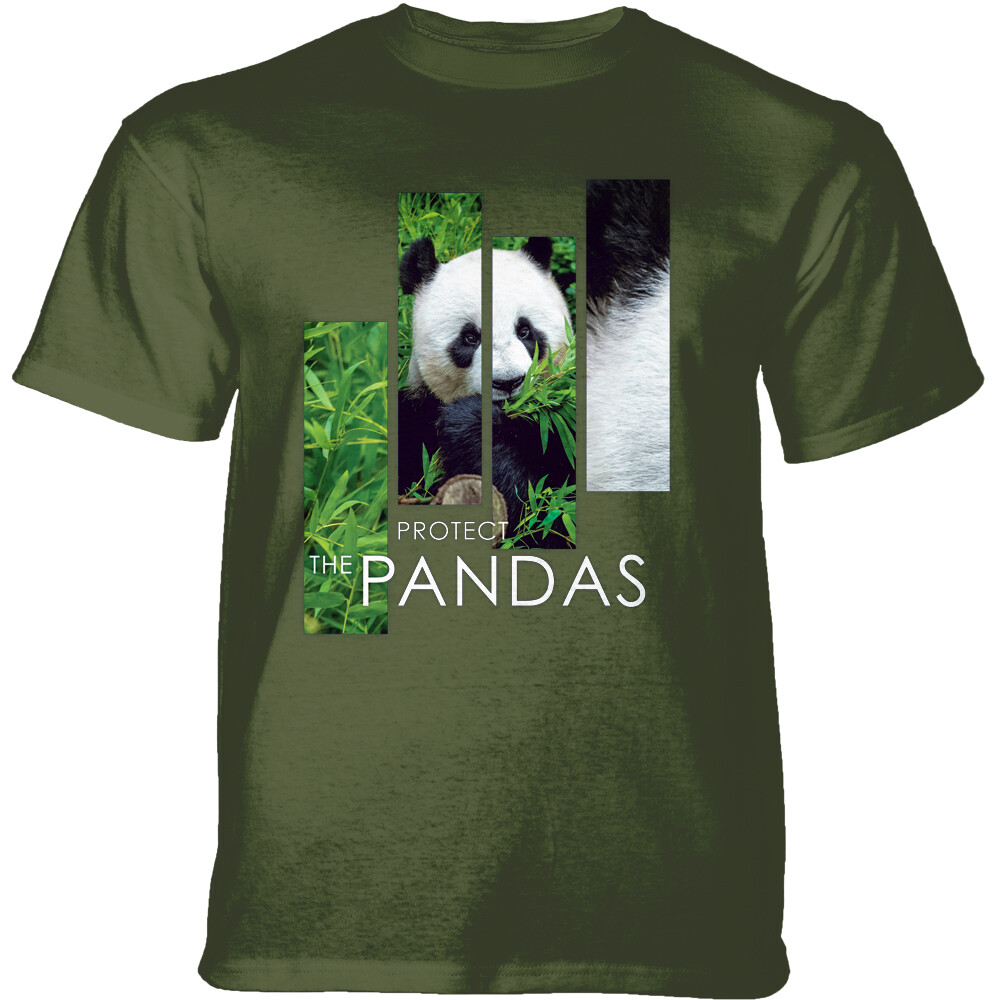 Tričko unisex The Mountain Panda Split Portrait (panda veľká) - olivové,