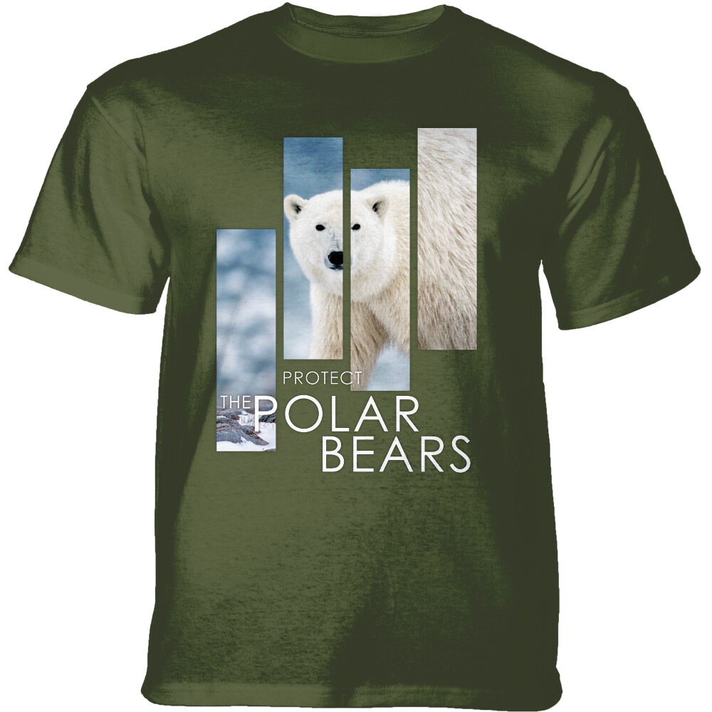 Tričko unisex The Mountain Polar Bear Split Portrait (ľadový medveď) - olivové,