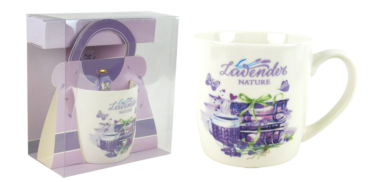 MAKRO - Hrnček 350ml Lavender Nature, v darčekovej krabičke