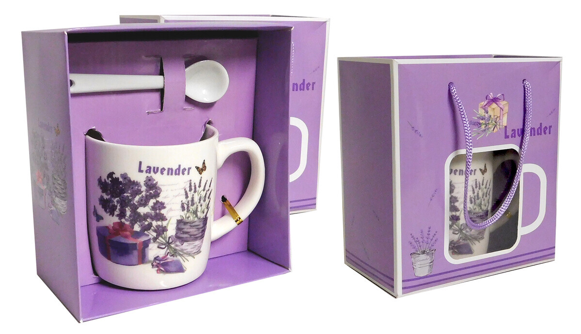 MAKRO - Hrnček a lyžička v darčekovej taške, keramika