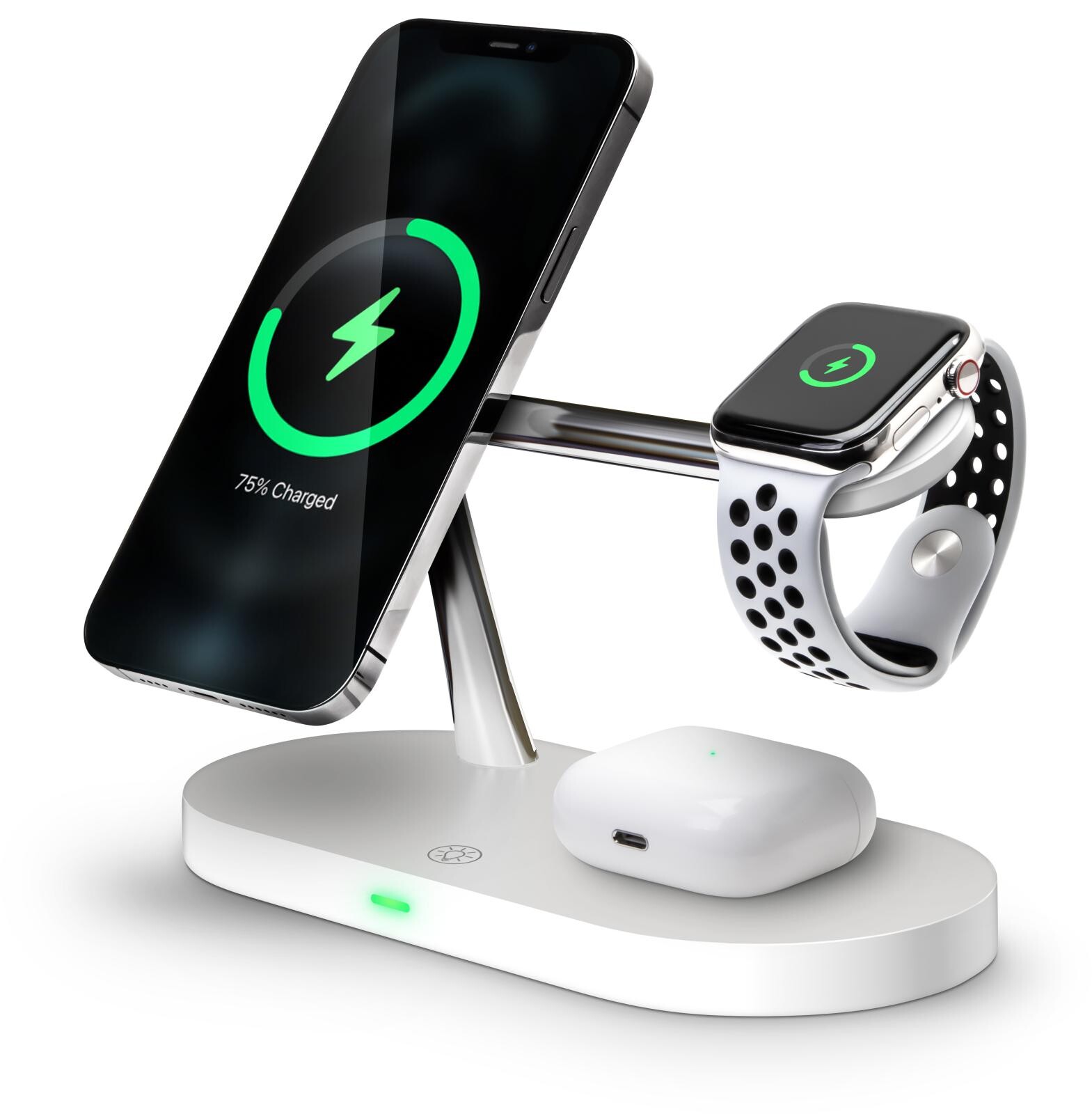 CONNECT IT MultiCharge 5 v 1 MagSafe Wireless Fast Charge bezdrôtová nabíjačka, BIELA