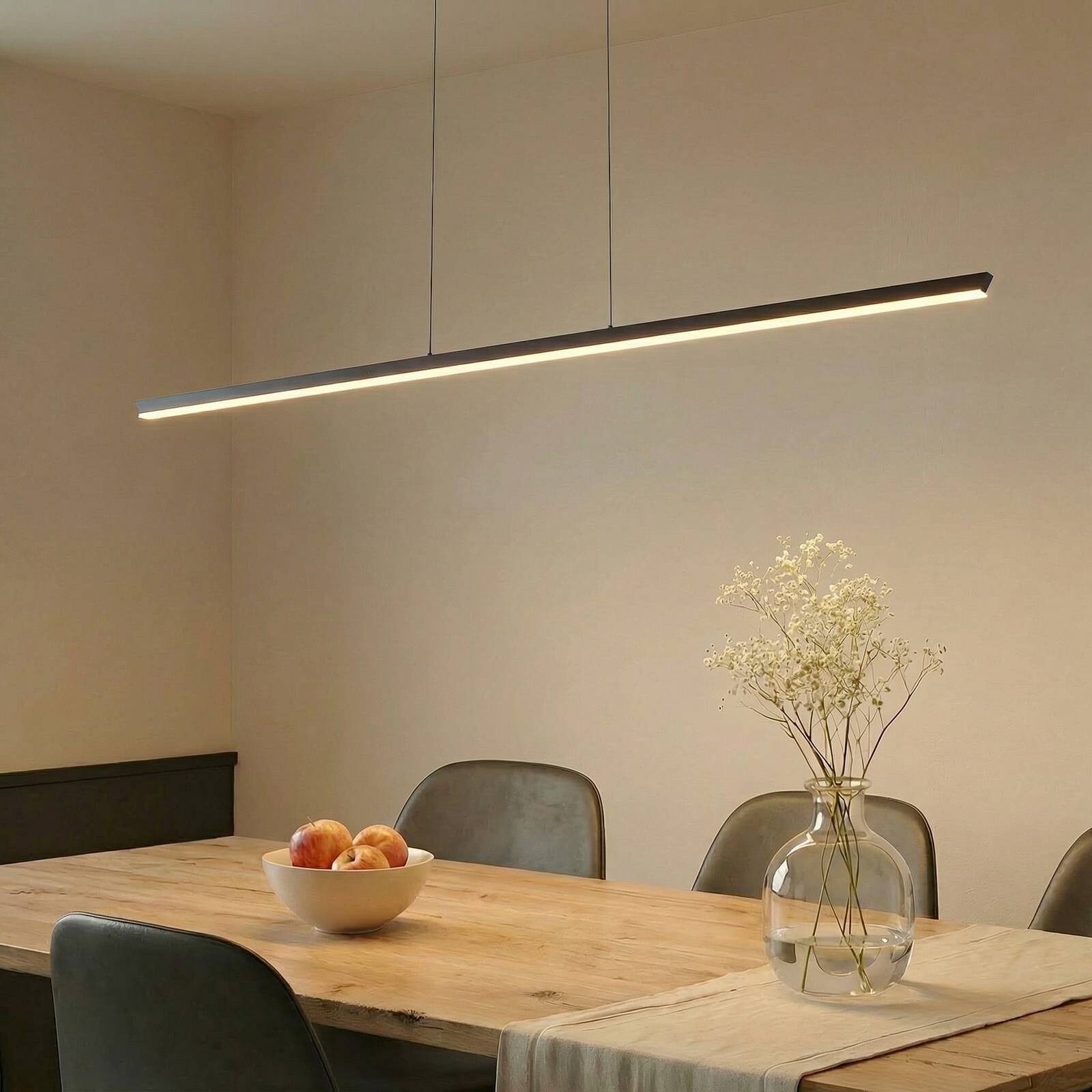 Lucande LED závesné svietidlo Solvar, 158 cm, čierna, CCT, stmievateľné