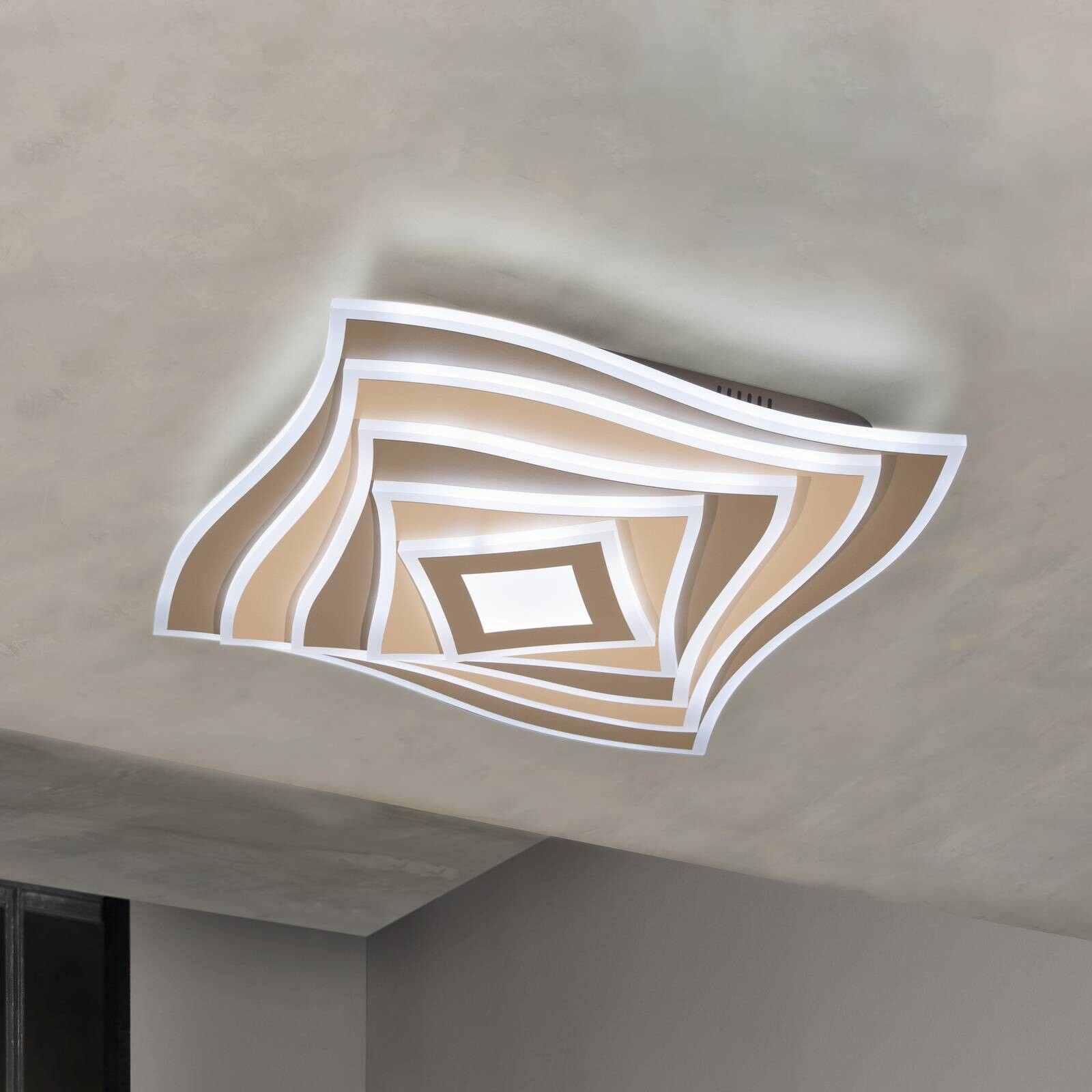 Stropné LED svetlo HERO, greige, 50x50 cm Diaľkové ovládanie CCT stmievateľné